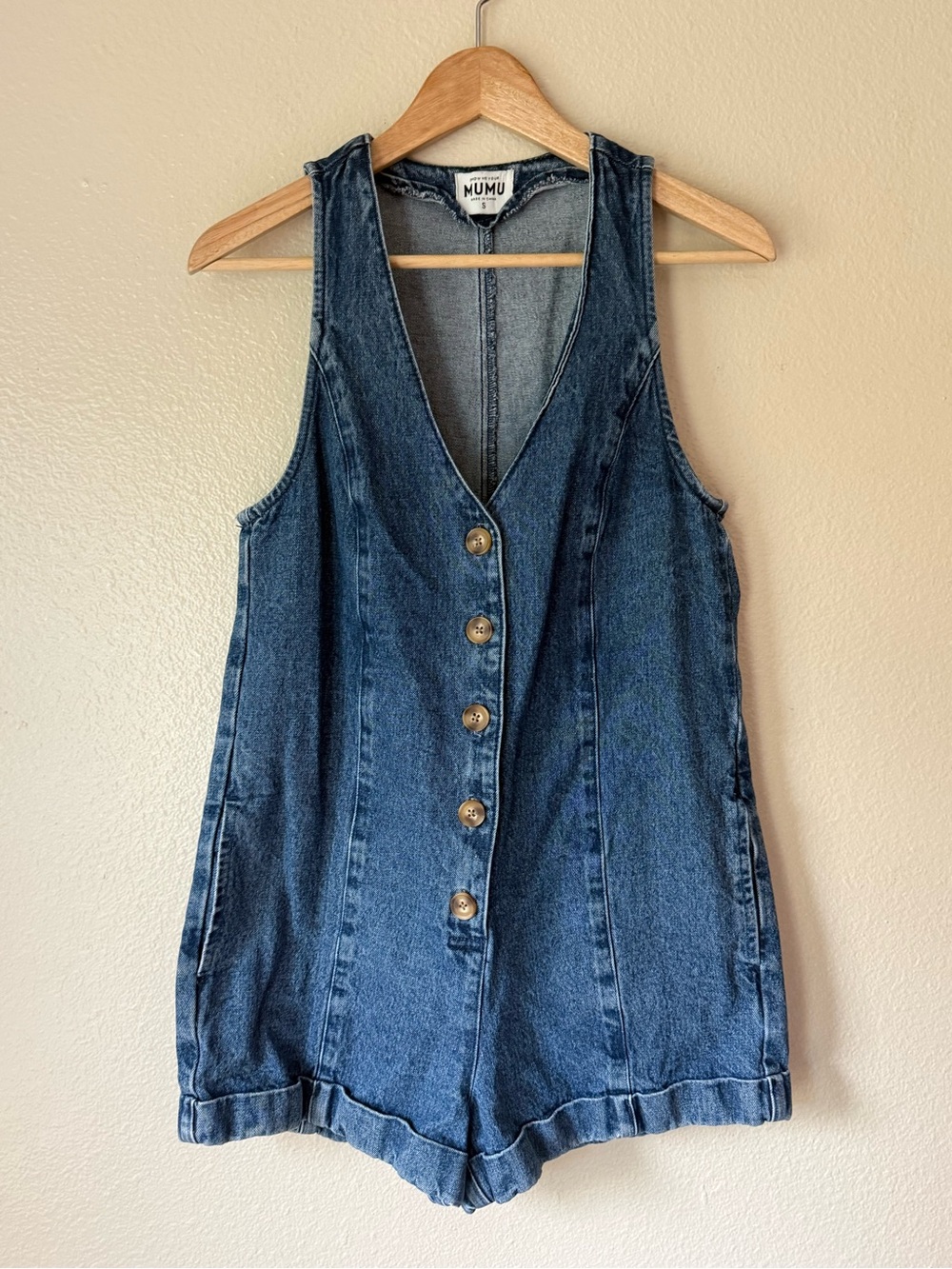 Show Me Your MuMu Denim Button Front Romper